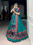 Lorenvalley Fashion Skyblue Tasar SilkPrinted with Iconic Sparkle Lehenga Choli with Dupatta | Grocsy