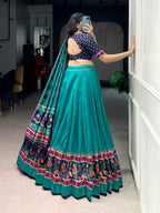 Lorenvalley Fashion Skyblue Tasar SilkPrinted with Iconic Sparkle Lehenga Choli with Dupatta | Grocsy