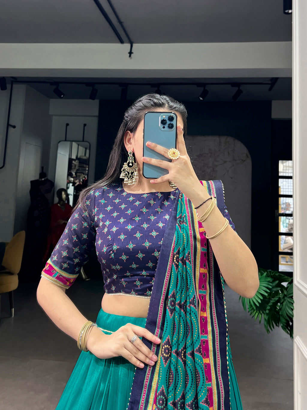 Lorenvalley Fashion Skyblue Tasar SilkPrinted with Iconic Sparkle Lehenga Choli with Dupatta | Grocsy