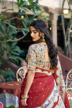 Lorenvalley Fashion Offwhite Tasar Silk Gilded Motif Foil Printed Lehenga Choli with Dupatta | Grocsy