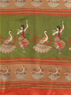 Saree Mall Rust Red & Green Printed Saree | Grocsy