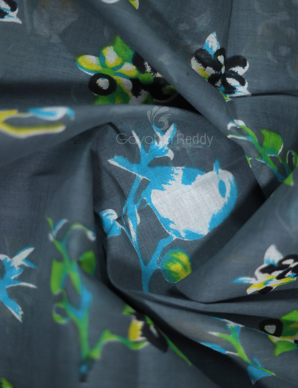 Grey Colour Combo With Brid Print Pure Mulmul Cotton Saree By Gayathri Reddy Designer Studio | Grocsy