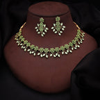 Tehzeeb Creations Sea Green Pack of 1 Gold-Polished Choker Necklace Set With Earring For Women & Girls | Grocsy