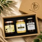 Hetha Gift Box with Desi Cow A2 Cultured Bilona Ghee, Chyawanprash, Honey & Lip Balm | Grocsy