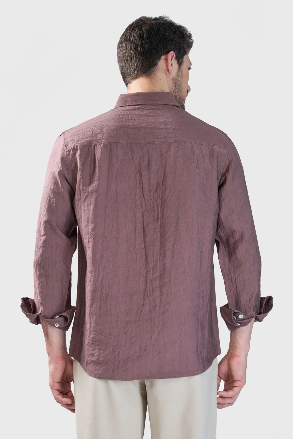 Xkind Brown Crush Wrinkled Look Regular Fit Shirt | Grocsy