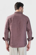 Xkind Brown Crush Wrinkled Look Regular Fit Shirt | Grocsy