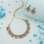 Tehzeeb Creations White Colour Pack of 1 Gold-Polished Choker Necklace Set With Earring For Women & Girls - Swadesiicart