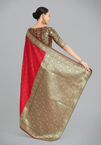 Monjolika Fashion Banarasi Silk Red Color Weaving Designer Saree | Grocsy