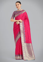 Monjolika Fashion Banarasi Silk Pink Color Weaving Designer Saree | Grocsy