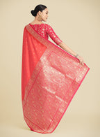 Monjolika Fashion Banarasi Silk Coral Pink Color Weaving Designer Saree | Grocsy