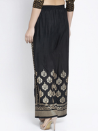 PAVONINE Black Color Block Side Printed Rayon Fabric Sharara For Women | Grocsy