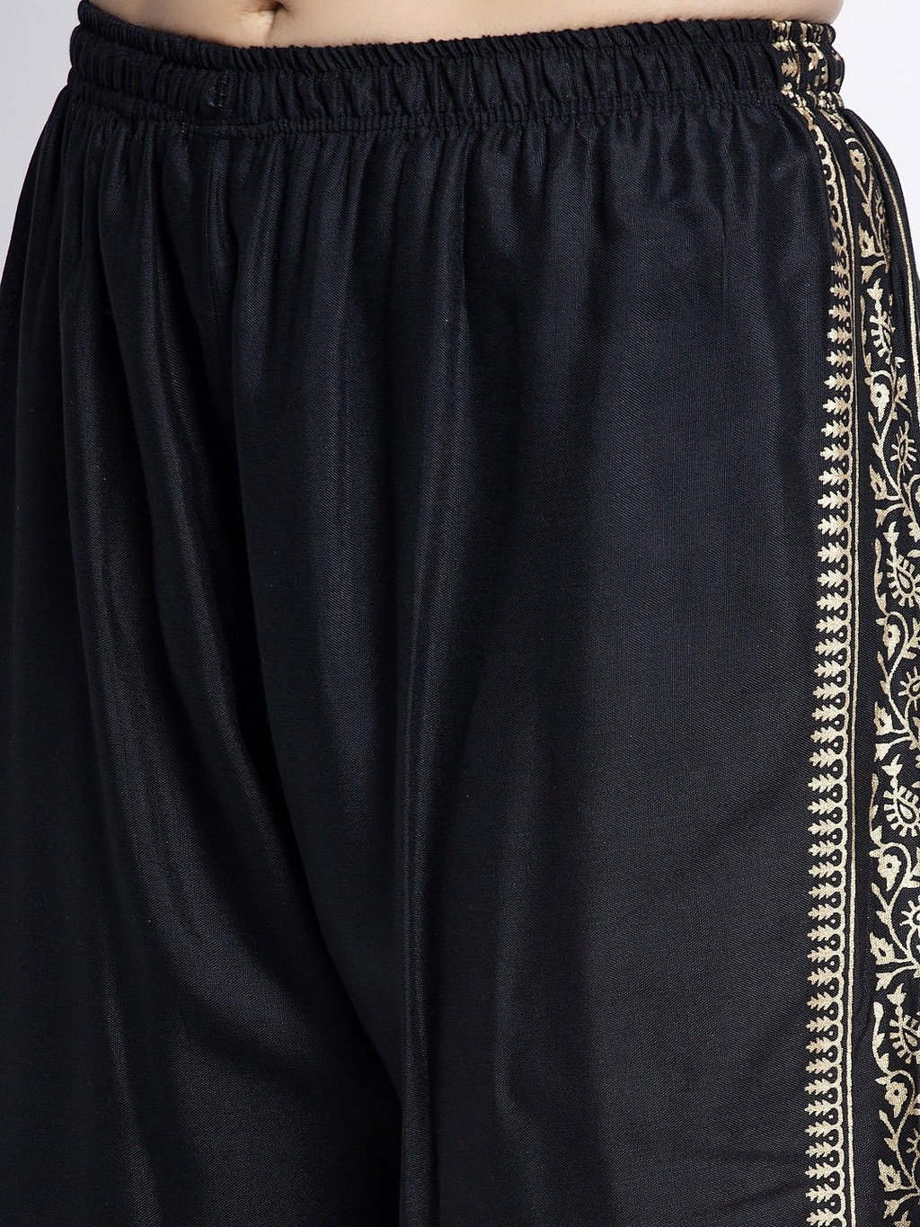 PAVONINE Black Color Block Side Printed Rayon Fabric Sharara For Women | Grocsy