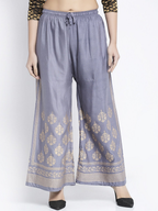 PAVONINE Grey Color Block Side Printed Rayon Fabric Sharara For Women | Grocsy