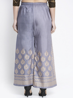 PAVONINE Grey Color Block Side Printed Rayon Fabric Sharara For Women | Grocsy