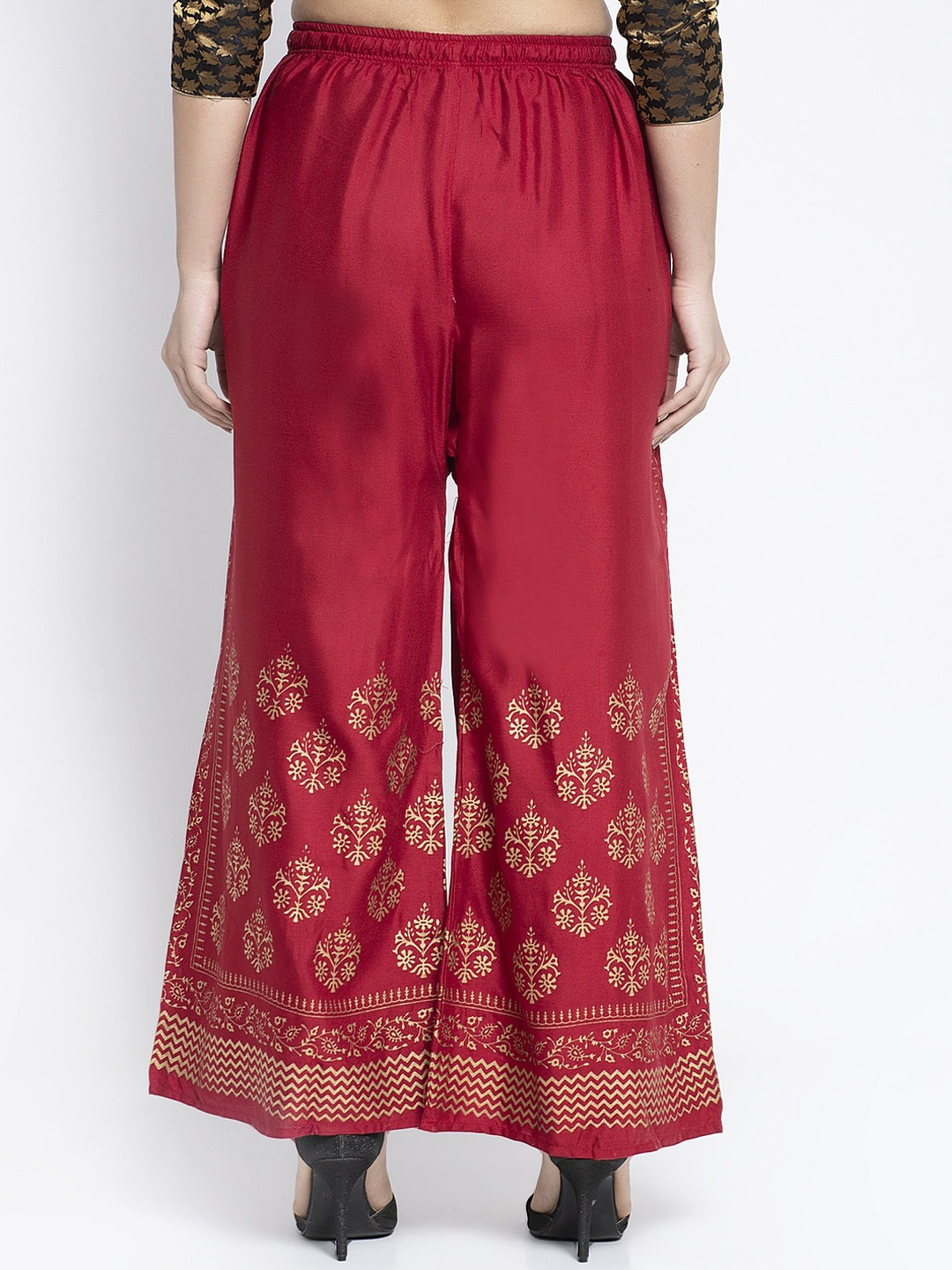 PAVONINE Maroon Color Block Side Printed Rayon Fabric Sharara For Women | Grocsy
