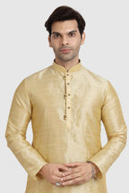 Raivat Ethnic Art Silk Kurta Pajama In Gold Colour | Grocsy