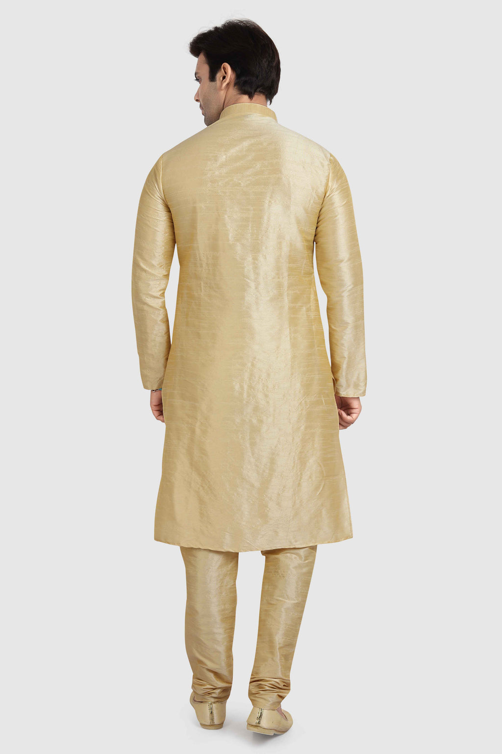 Raivat Ethnic Art Silk Kurta Pajama In Gold Colour | Grocsy
