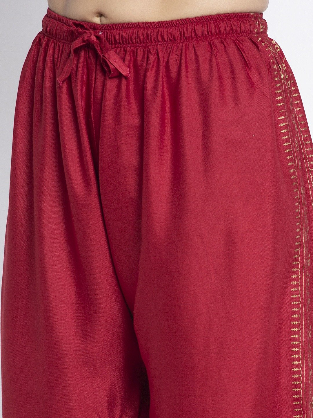 PAVONINE Maroon Color Block Side Printed Rayon Fabric Sharara For Women | Grocsy