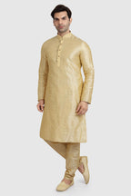 Raivat Ethnic Art Silk Kurta Pajama In Gold Colour | Grocsy