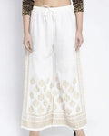 PAVONINE Off-White Color Block Side Printed Rayon Fabric Sharara For Women | Grocsy