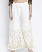 PAVONINE Off-White Color Block Side Printed Rayon Fabric Sharara For Women | Grocsy