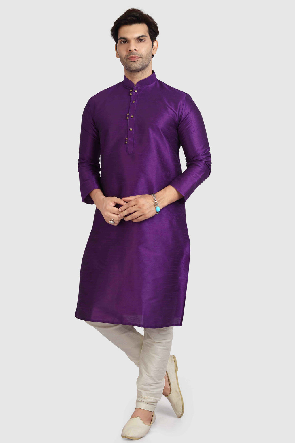 Raivat Ethnic Art Silk Kurta Pajama In Purple Colour | Grocsy