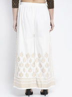 PAVONINE Off-White Color Block Side Printed Rayon Fabric Sharara For Women | Grocsy