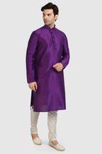 Raivat Ethnic Art Silk Kurta Pajama In Purple Colour | Grocsy