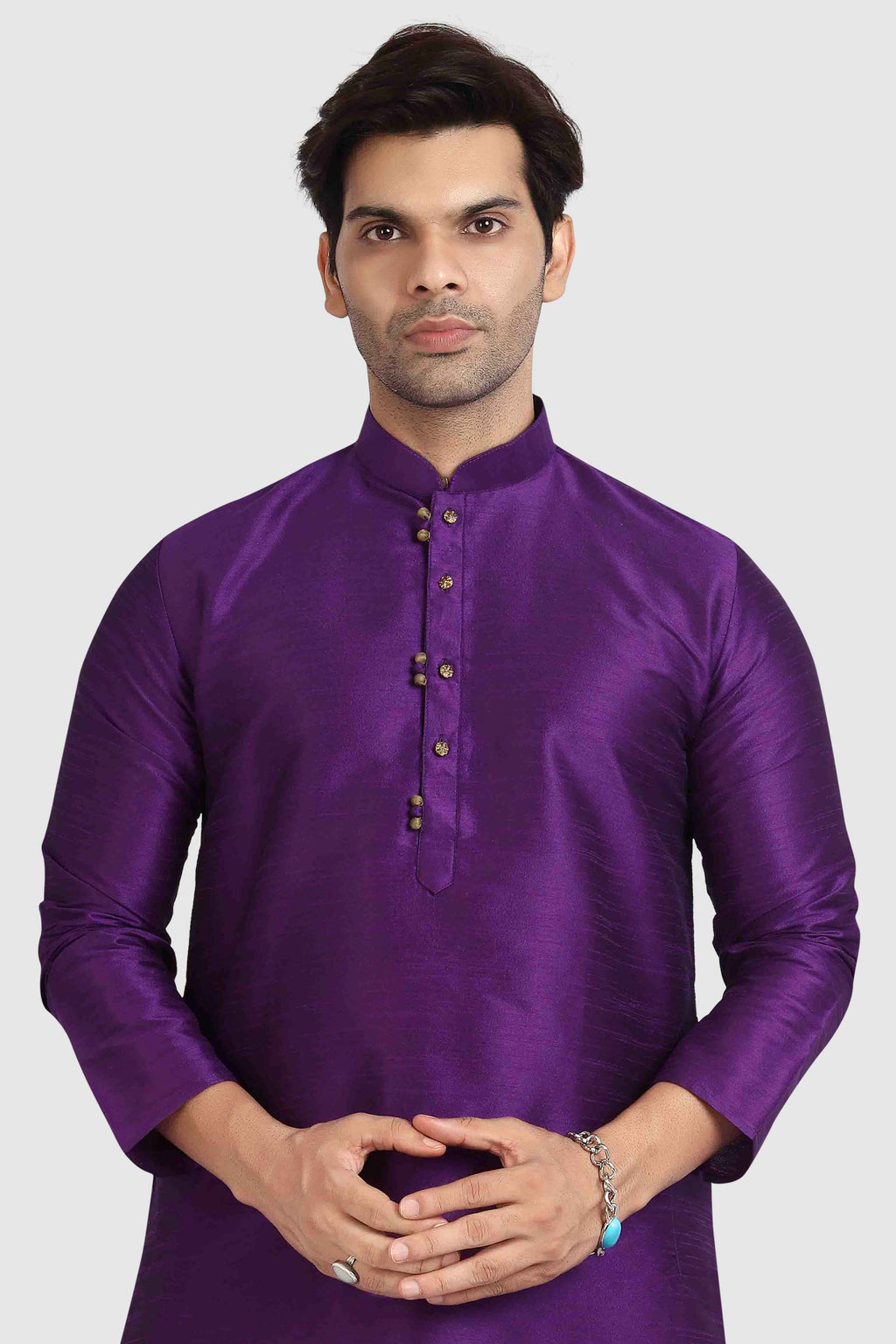Raivat Ethnic Art Silk Kurta Pajama In Purple Colour | Grocsy