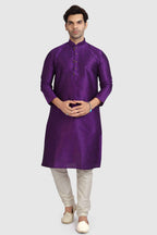 Raivat Ethnic Art Silk Kurta Pajama In Purple Colour | Grocsy