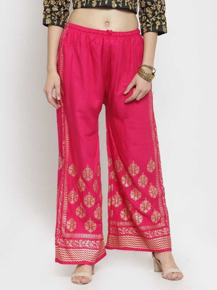 PAVONINE Rani Color Block Side Printed Rayon Fabric Sharara For Women | Grocsy