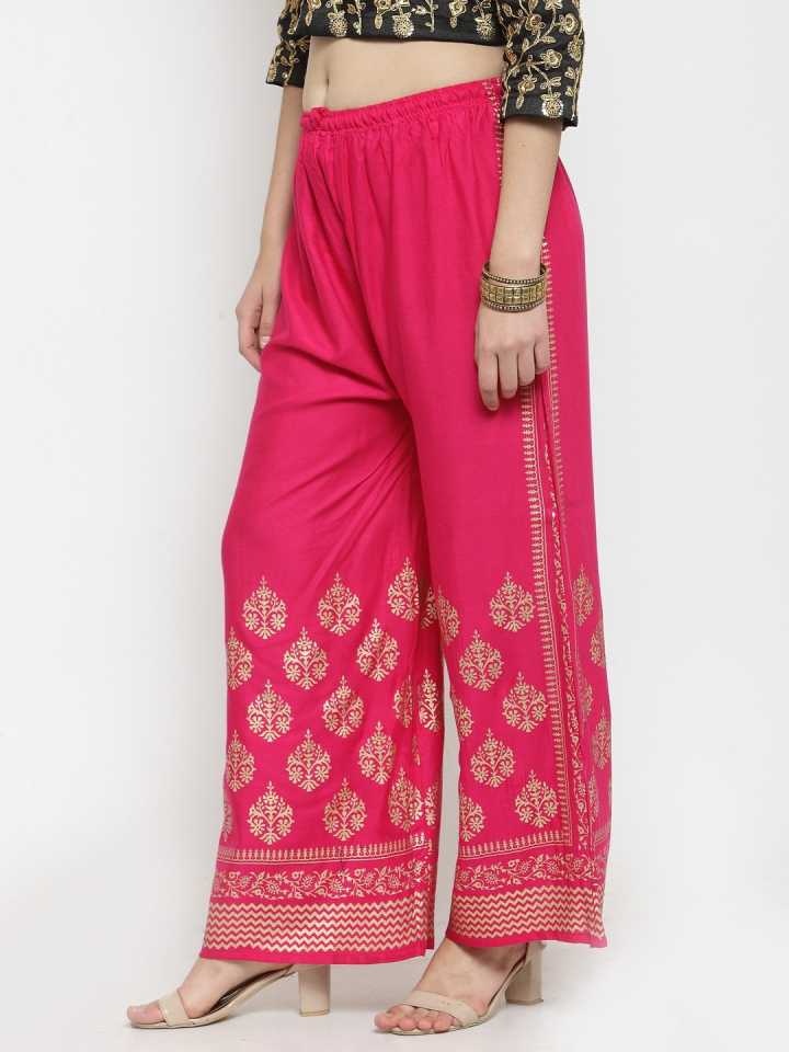 PAVONINE Rani Color Block Side Printed Rayon Fabric Sharara For Women | Grocsy
