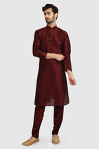 Raivat Ethnic Art Silk Kurta Pajama In Maroon Colour | Grocsy