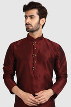 Raivat Ethnic Art Silk Kurta Pajama In Maroon Colour | Grocsy