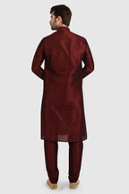 Raivat Ethnic Art Silk Kurta Pajama In Maroon Colour | Grocsy