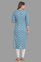 House of RP Women's Grey Cotton Floral Print Straight Kurta | Grocsy