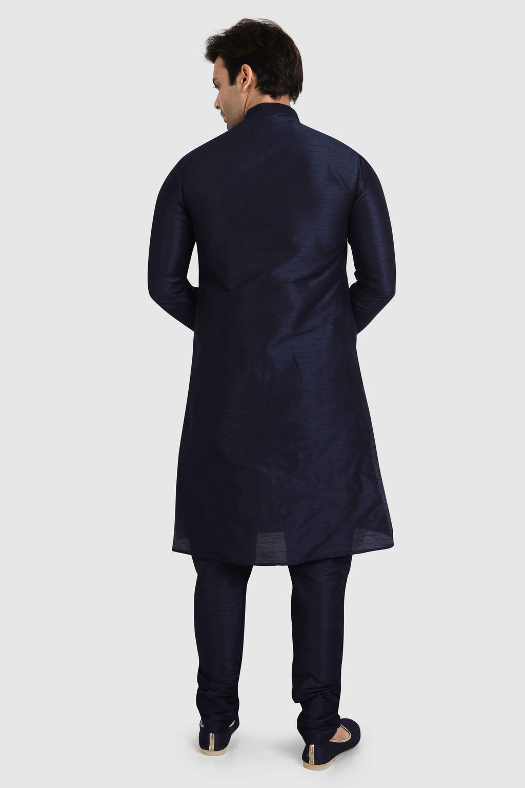 Raivat Ethnic Art Silk Kurta Pajama In Navy Blue Colour | Grocsy