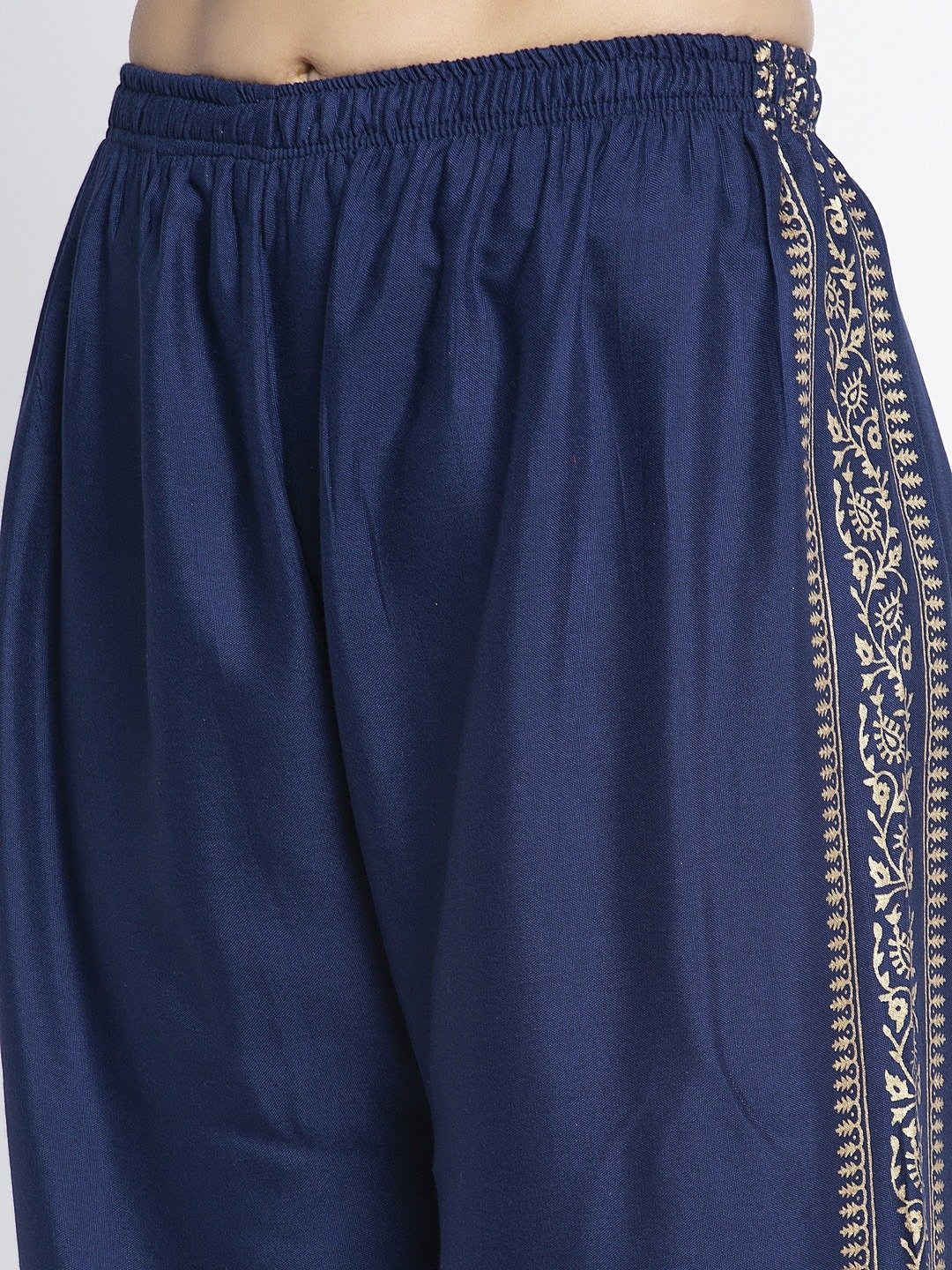 PAVONINE Royal Blue Color Block Side Printed Rayon Fabric Sharara For Women | Grocsy