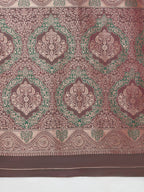 Monjolika Fashion Red Banarasi Silk Blend SareeWith Traditional & Modern Dulha Dulhan Figure Zari Woven Detailing | Grocsy