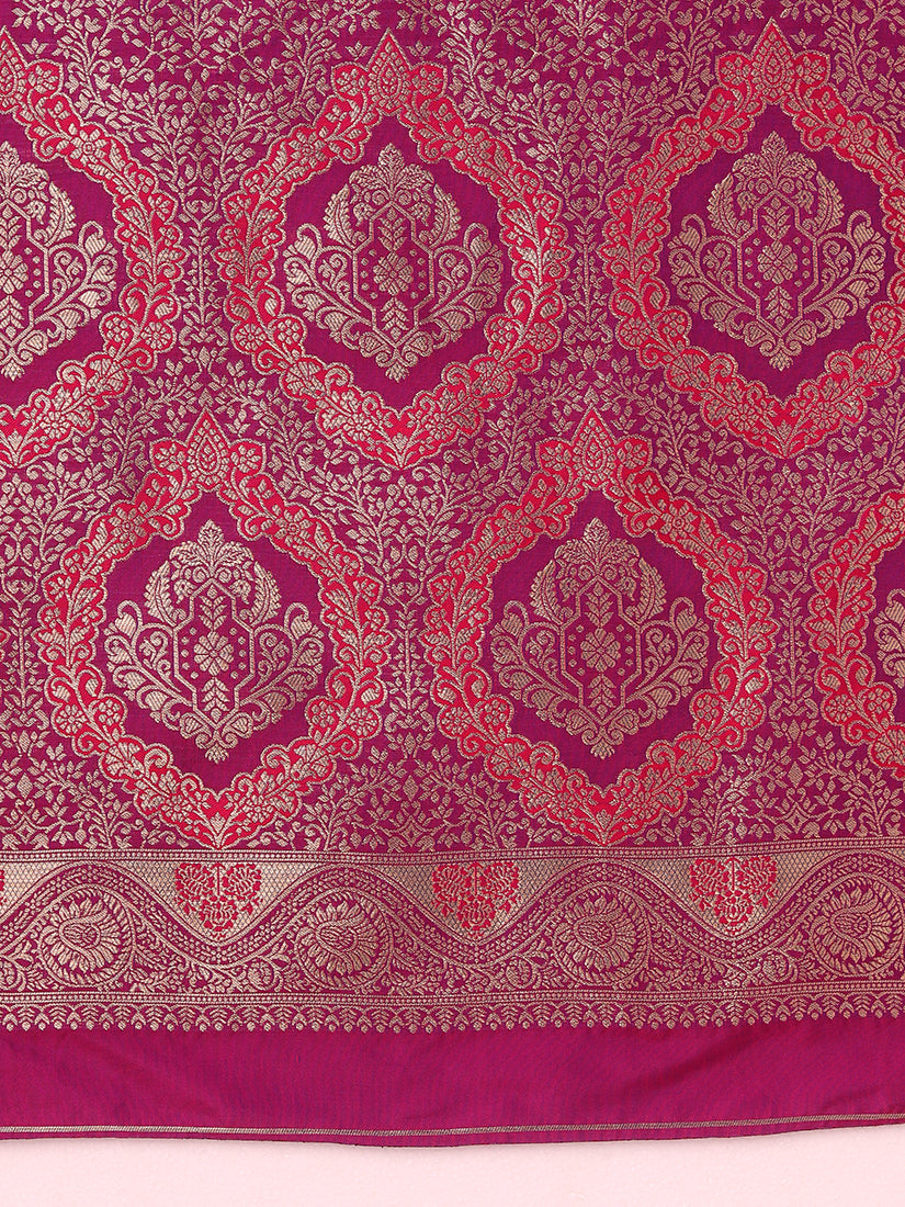 Monjolika Fashion Olive Banarasi Silk Blend SareeWith Traditional & Modern Dulha Dulhan Figure Zari Woven Detailing | Grocsy