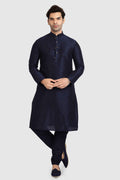 Raivat Ethnic Art Silk Kurta Pajama In Navy Blue Colour | Grocsy