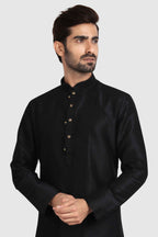 Raivat Ethnic Art Silk Kurta Pajama In Black Colour | Grocsy