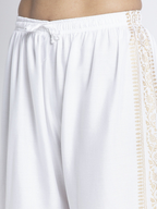 PAVONINE White Color Block Side Printed Rayon Fabric Sharara For Women | Grocsy