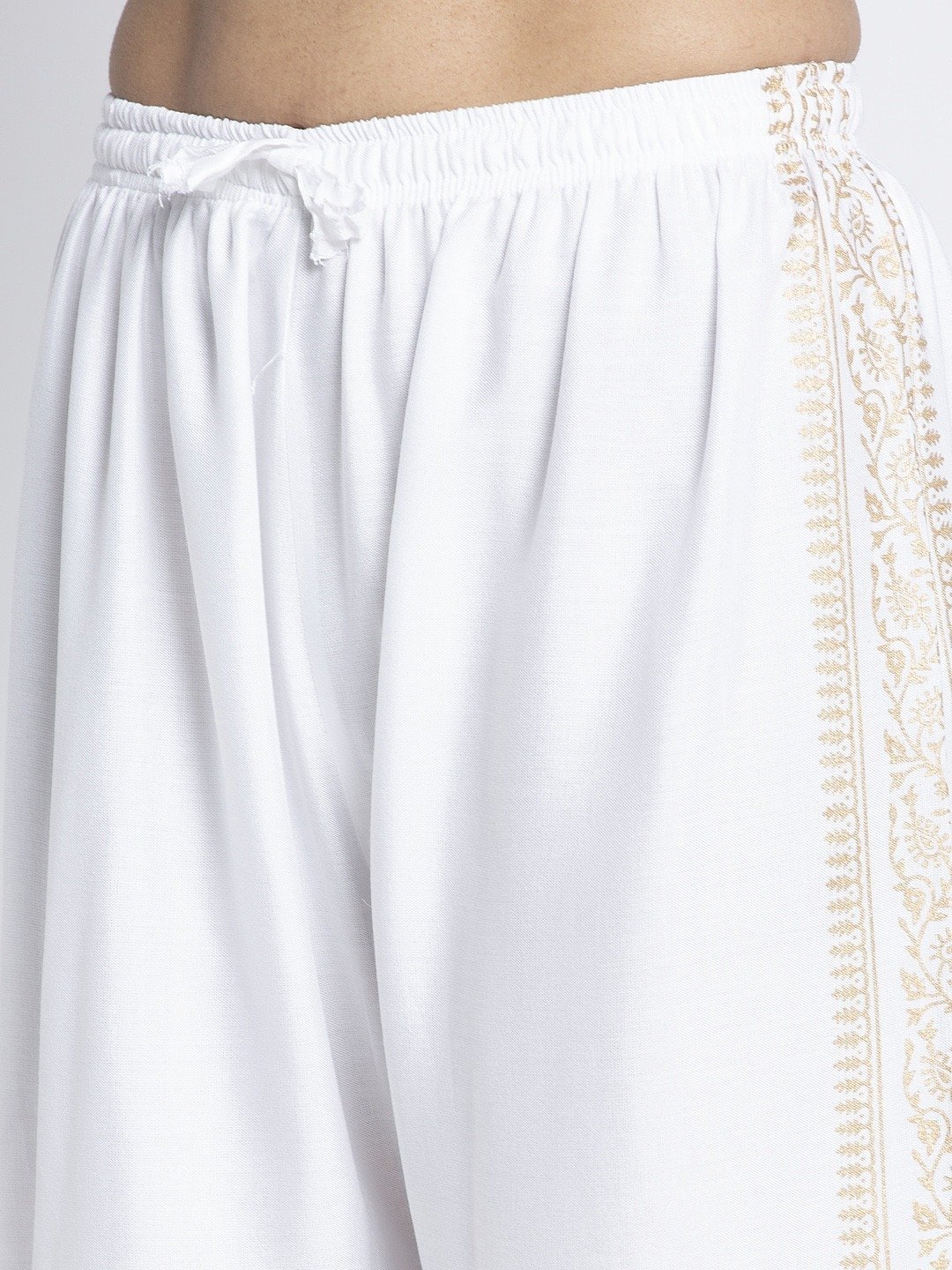 PAVONINE White Color Block Side Printed Rayon Fabric Sharara For Women | Grocsy