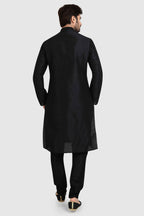 Raivat Ethnic Art Silk Kurta Pajama In Black Colour | Grocsy