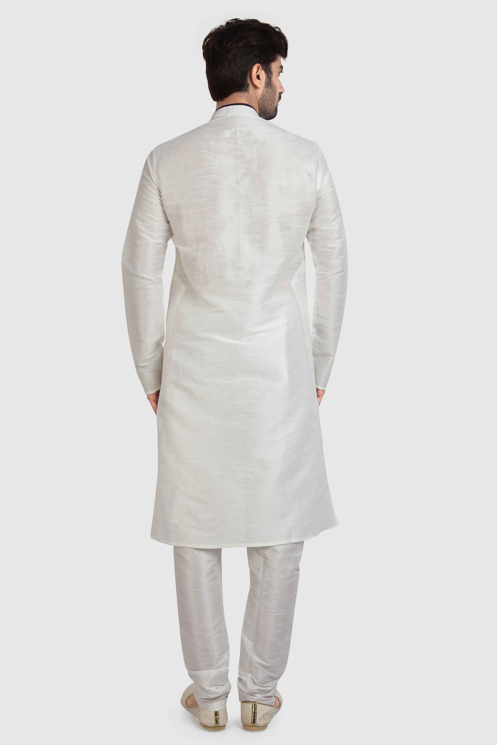 Raivat Ethnic Art Silk Kurta Pajama In Off White Colour | Grocsy