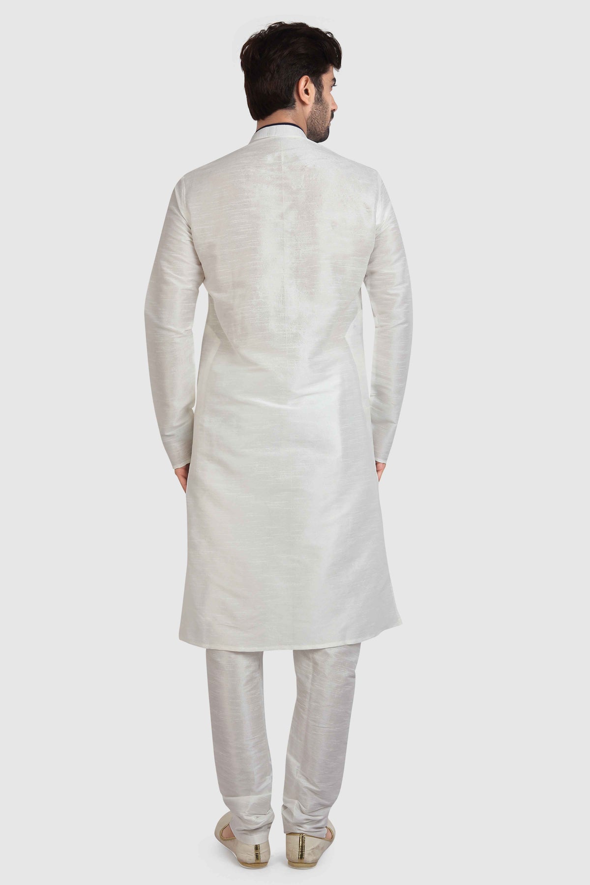 Raivat Ethnic Art Silk Kurta Pajama In Off White Colour | Grocsy