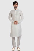 Raivat Ethnic Art Silk Kurta Pajama In Off White Colour | Grocsy