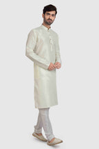 Raivat Ethnic Art Silk Kurta Pajama In Cream Colour | Grocsy