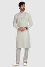 Raivat Ethnic Art Silk Kurta Pajama In Cream Colour | Grocsy